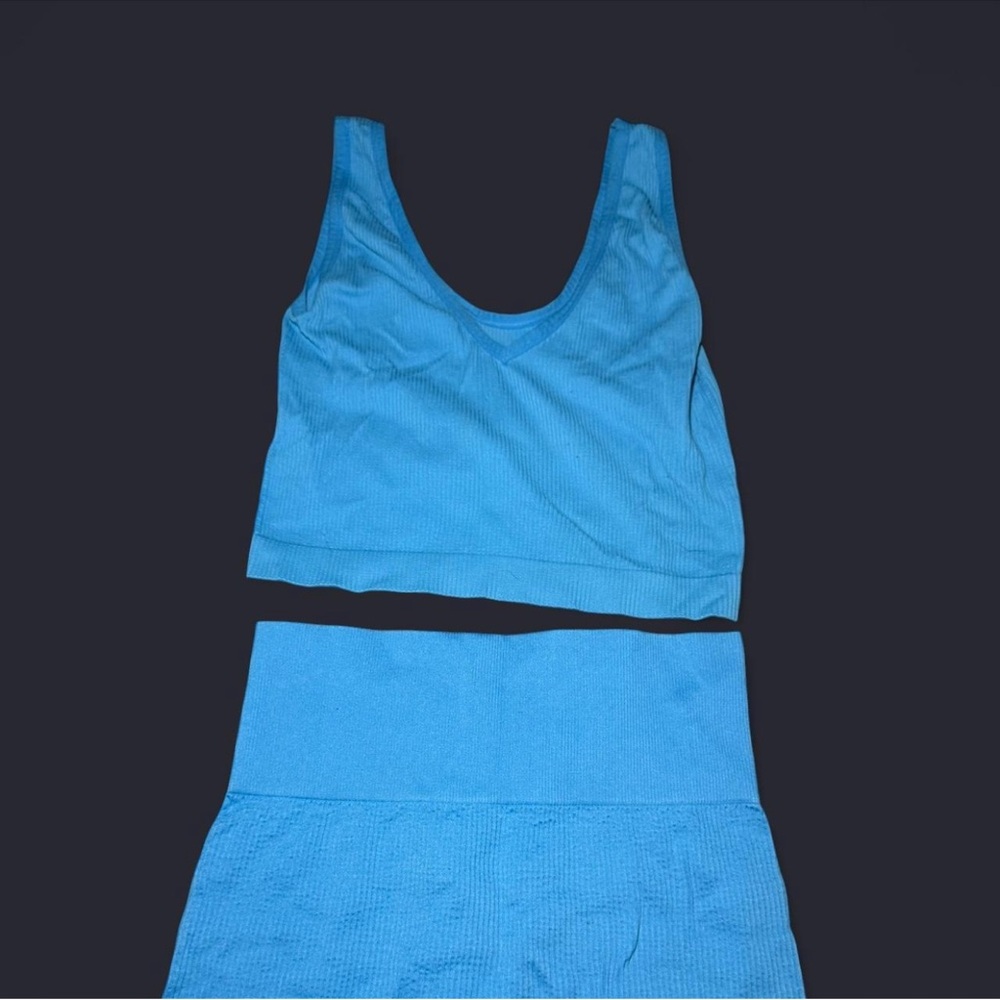 Colsie Blue Ribbed Sports Bra Set